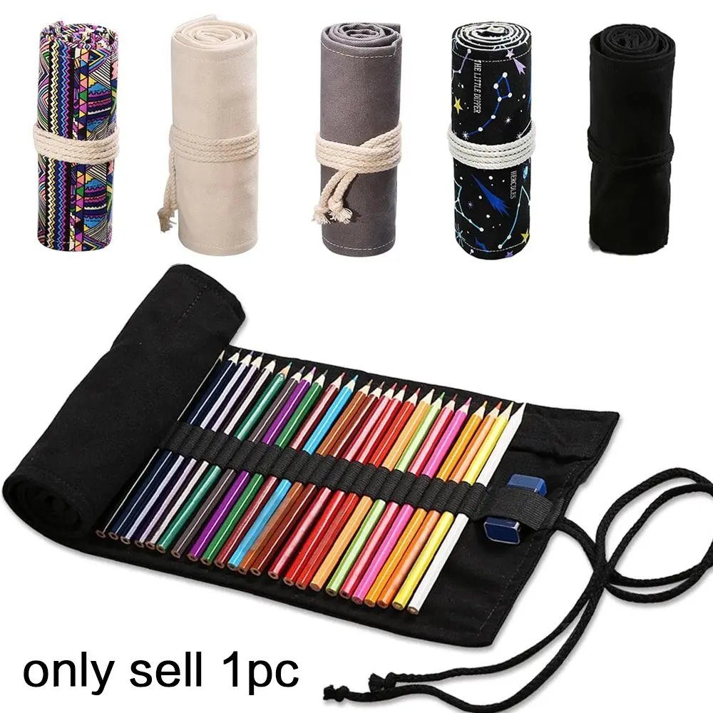 Portable Roll Up Pencil Case, 1 Count Large Capacity Pencil Wrap, Pencil Bag, Stationery Storage Bag for Office School Student Artist, Office Stationery Supplies, Desk Supplies