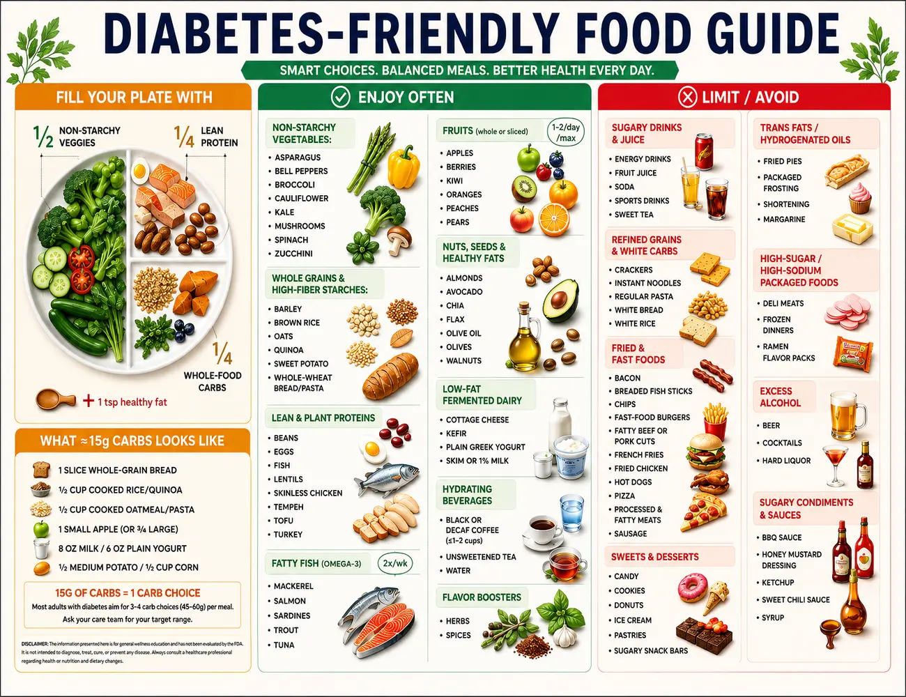 Diabetes Friendly Food Guide Poster Diabetic Diet Food Chart Healthy Eating Nutrition Wall Art Diabetes Meal Planning Kitchen Print Low Carb Glycemic Index Educational Poster Doctor Office Clinic Decor Wellness Nutrition Guide for Home Classroom