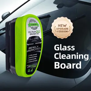 Car Window Oil Film Cleaning Brush, Fast-Acting Glass Cleaner with Microfiber Head, Anti-Fog Rainproof, Interior & Exterior Use for Windshield & Mirrors