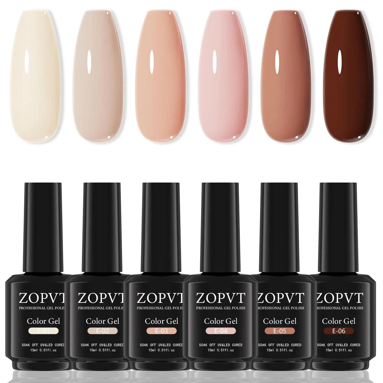 ZOPVT Nude Gel Nail Polish Set, 6 Colors Neutral Milky, Gel Polish Set, Skin Color Soak off Nails, Home Manicure Salon Gift, UV Gel Set, Gel Nail Art, High Quality Polish, Diy Manicure