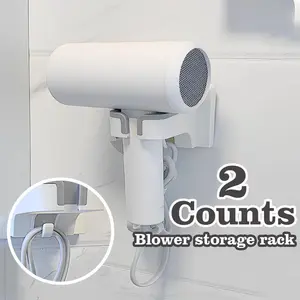 🔌 Tame The Cord Mess: Blower Rack with Plug Hook (Tidy Bathroom Organizer, Set of 2, Wall Mount)