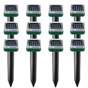12 Pack Mole Repellent Gopher Repellent Solar Snake Repellent Ultrasonic Vole Gopher Repellent Sonic Waterproof Spikes Stakes for Garden Yard
