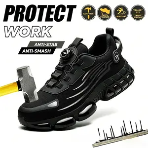 Unisex Steel Toe Work Shoes Puncture Resistant Slip On Lightweight Breathable Safety Sneakers for Construction Warehouse Factory Workers