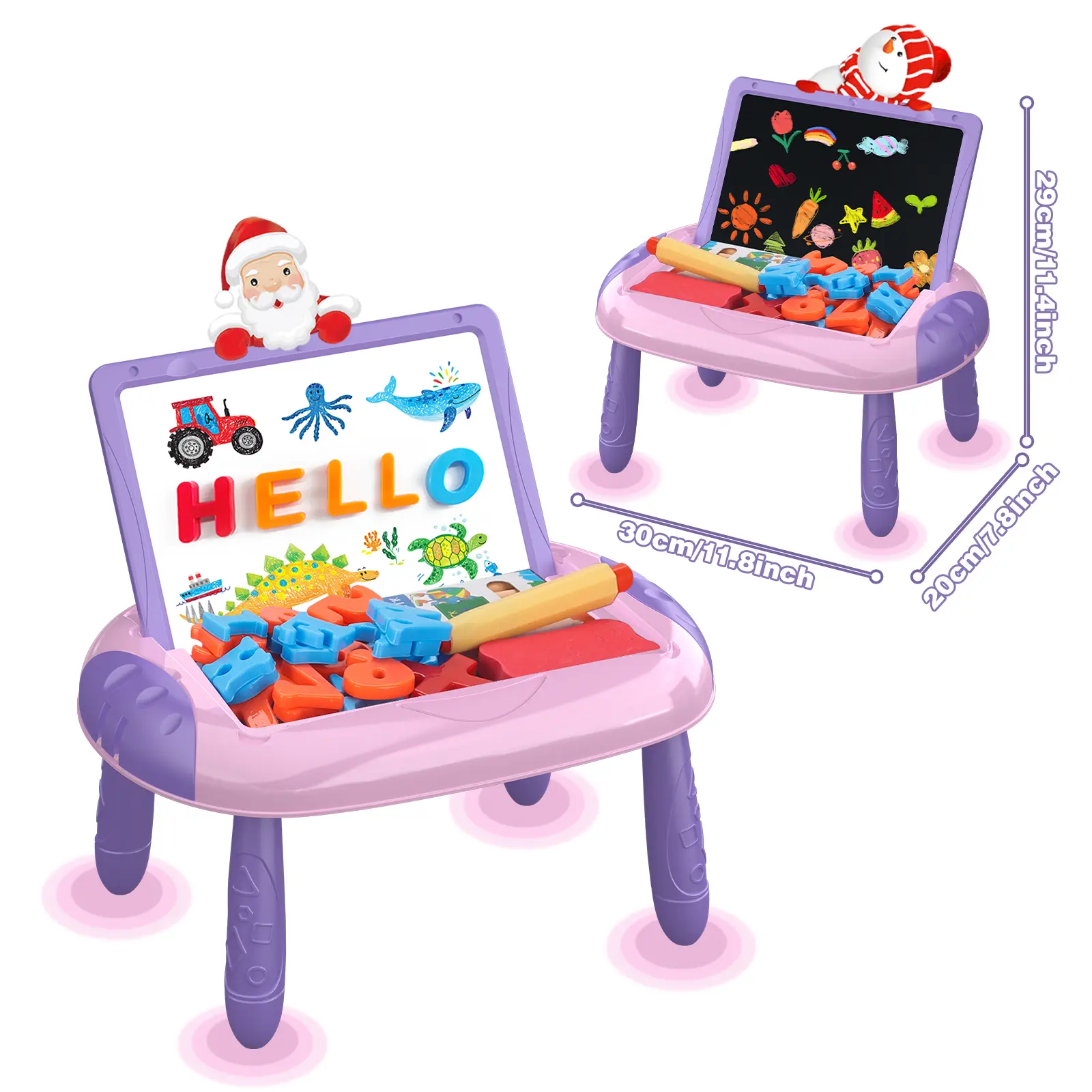 Double Sided Erasable Drawing Board, Magnetic Board for Kids with Letters Numbers ,Chalk ,Watercolor and Markers ,Learning and Educational Toys, Baby Kids Birthday Gift for 1 2 3 Year Old and UP