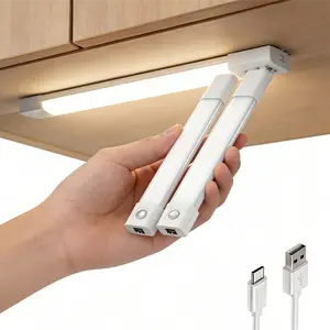 DAYBETTER LED Motion Sensor Under Cabinet Lights, 2 Color Temperatures Wireless,High Battery Life, Type C Charging With Charging Cable,For Kitchen,Bathroom,Closet,Hallway,Stairway&Garage,Summer Essentials.
