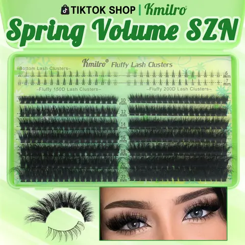 Kmilro Fluffy Wispy Eyelash Clusters - 10-22mm 150D+200D Thick Individual Lashes with Bottom Clusters, 316pcs DIY At-Home Cosmetic Makeup False Lashes Extensions (Beauty & Personal Care), Fluffy Lash Clusters, Wispy Lash Clusters