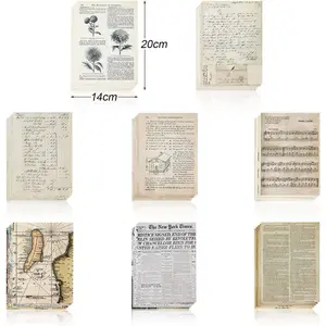 240 sheets garbage magazine pages retro handmade scrapbook, including math magazines, newspapers, sheet music, and kraft paper, with DIY craft decoration for cutting and decorating backgrounds
