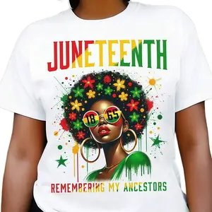"Stylish and Versatile Juneteenth 1865 Women's T-Shirts: Essential Spring and Summer Fashion with Round Neck, Perfect Gift for Her - Ideal Women's Vacation Wear" Cotton Menswear Top Graphic Tshirt