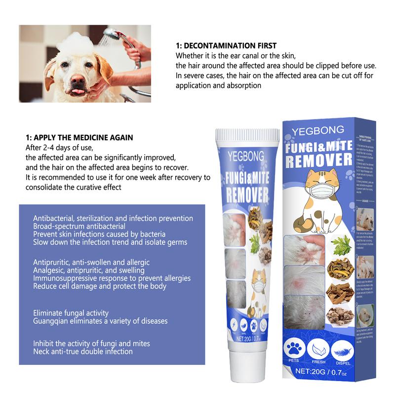 YEGBONG Fungi & Mite Remover Ointment for Pets - Treatment for Skin Infections, Interdigital Cysts, Anal Gland Issues, Anti-Fungal & Anti-Mite, 20g