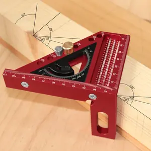 2-in-1 Carpentry Square Protractor, 3D Multi-angle Carpentry Square Protractor with Angle Positioning Dowel Pin & T-square Scribing Holes, Woodworking Square Protractor, Tool