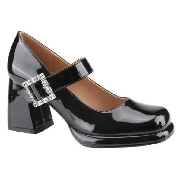 Belovely Women's Platform Mary Jane Pumps | Coquette Doll Style Square Toe Ankle Strap Chunky Heels | Wide Feet Friendly Office & Party Shoes Comfort