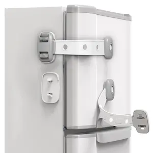Fridge Refrigerator Door Lock, Child Proof Safety Cabinet Lock with Strong Adhesive, Adjustable Strap Multi-Purpose for Cabinet Drawers Freezer Oven, 2 Count Pack of 1