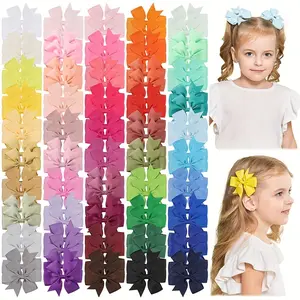 58PCS Grosgrain Ribbon Bow Hair Clips Set, Random Assorted Colors, Non-Slip Alligator Clips, Cute Bow Barrettes for Girls & Toddlers, Ideal for Daily Wear, Parties & Gifting