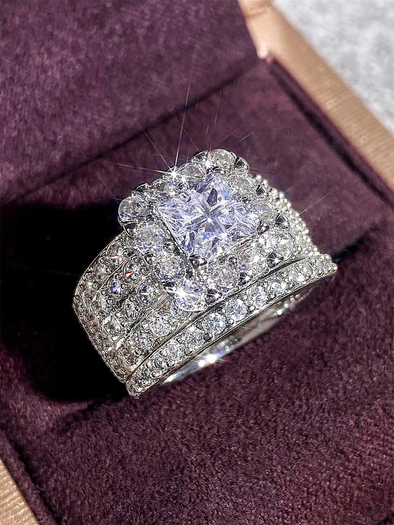 Artificial Zircon Decorated Ring, Cubic Zirconia Rings, Elegant Glittering Ring, Elegant Everyday Ring, Fashion Accessories for Women, Trendy All-match & Exquisite Jewelry for Birthday Gift, Artificial Gemstone Ring, Beautiful Rings, Sparkling Rings