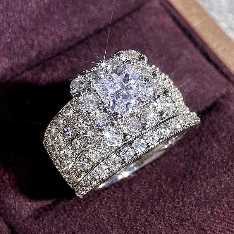 Elegant Rhinestone Decorated Ring for Women, Beautiful Rings, Fashionable Jewelry for Party, Daily Clothing Decor, Trendy All-match & Exquisite Engagement Rings for Anniversary Gift, Pave Engagement Ring, Elegant Glittering Ring, Bridal Engagement Ring