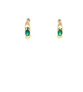 Gold & Emerald Huggie Earrings