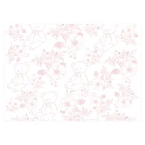 Baby Girl Wrapping Paper | Baby Shower Gift | Toile Coquette Gift | French Country Present Paper | Teddy Bear Gift for Baby | It's a Girl