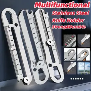 10-In-1 Stainless Steel Multi-Purpose Knife Holder, Multifunctional Precision Cutter, Non-Slip Handle, Automatic Locking, for Fine Crafts & Daily Use, Cardboard Cutter