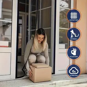 1Count Magnetic Curtain Screen Door – Self-sealing, heavy-duty striped mesh curtains, suitable for various room types and door styles. Perfect for peace of mind and as a gift. Effective against pests throughout the year. Ideal for Halloween/Christmas gift