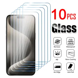 10pcs Screen Protector For IPhone 17 16 Pro Max 15 14 Plus 13 15 16 17 Protective Glass Film Tempered Glass For IPhone 17 16 15 14 13 16 15 Pro Max 15 16 Plus 17 Air Protection Glass With Independent Packaging