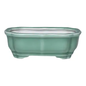 Ceramic Succulent Pots with Drainage Holes, Bonsai Pots Garden Decorative Cactus Stand Flower Container for Indoor Outdoor Succulent, Snake Plants and Cactus 5.9x2inch