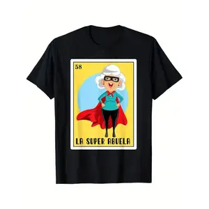 100 Percent Cotton Summer T Shirt Featuring La Super Abuela Funny Bingo Design Ideal for Spanish Mexican Gifts and Celebrations Perfect for Grandmother Appreciation and Family Gatherings