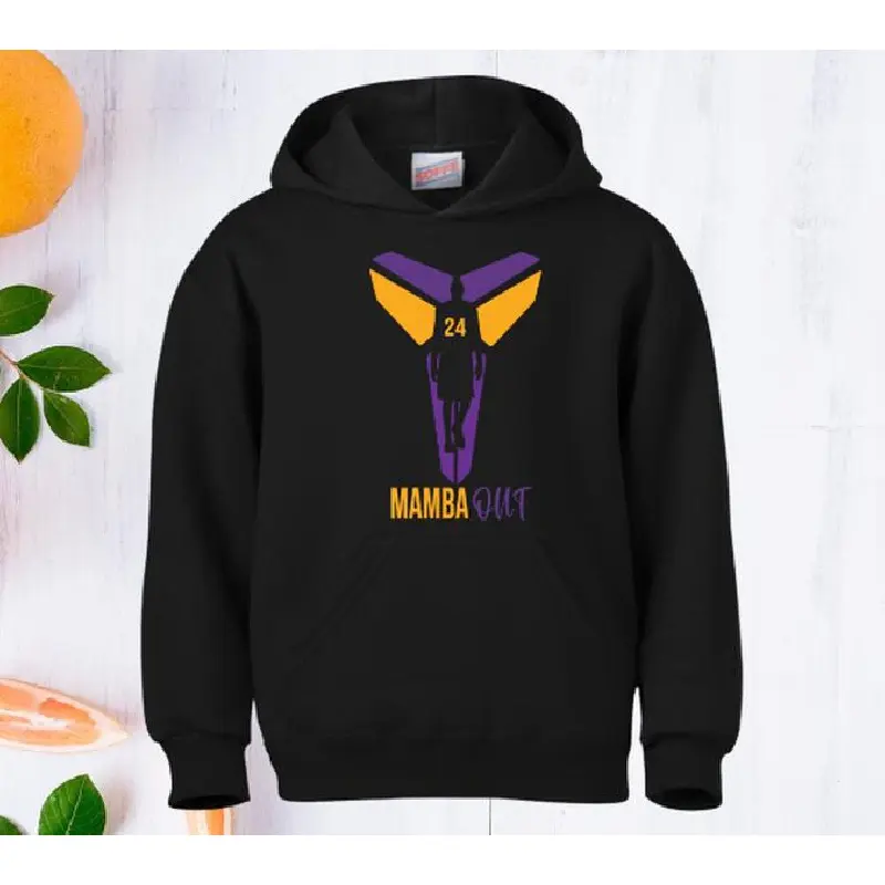 Mamba Out Kobe Bryant Inspired Hoodie, Cotton & Polyester Unisex Handmade Soft Pullover, Long Sleeve Sweatshirt, Tribute to Kobe Bryant, Stylish Menswear for Daily Wear Unisex hoodie