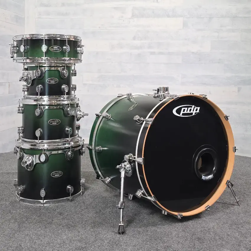 Used Pacific MX 5pc Drum Set Satin Green to Black Fade - Fair
