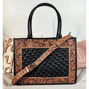 Acadia Hand Tooled Leather Tote Bag