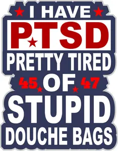 PTSD Pretty Tired of Stupid Douchebag Helmet or Window Sticker