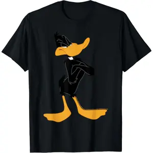 Looney Tunes Daffy Duck Crossed Arms Portrait T-Shirt Cotton Fabric