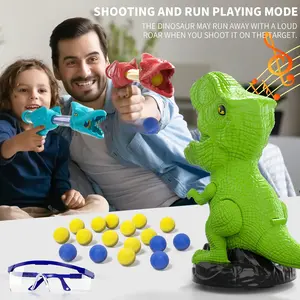 Movable Dinosaur Shooting Toys for Boys,with 1/2 Air Pump Guns, EVA Foam Balls, Handheld Pneumatic Blasting,Kids Christmas Gifts, Shot Shooting Toy - Ball Target Shooting Game - Floating Ball Target Cool Birthday Gifts Toys Best Gift - Gun