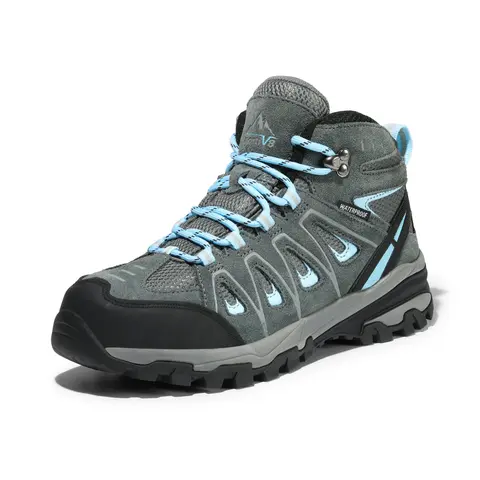 NORTIV 8 Women's Wide Width Suede Hiking Boots - Waterproof, Lightweight, Hardened Toe Cap, Cushioned Ankle Support, MD Sole, Breathable Mesh, Traction Rubber, Shoes for Women, Water Resistant for Hiking, Fishing
