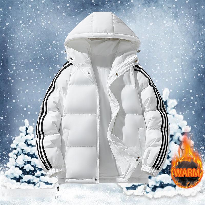 Casual Padded Jacket Men Winter Thick Warm Hooded Coats Zipper Fashion Menswear for Cold Weather polyester fiber Padding Trendy Style