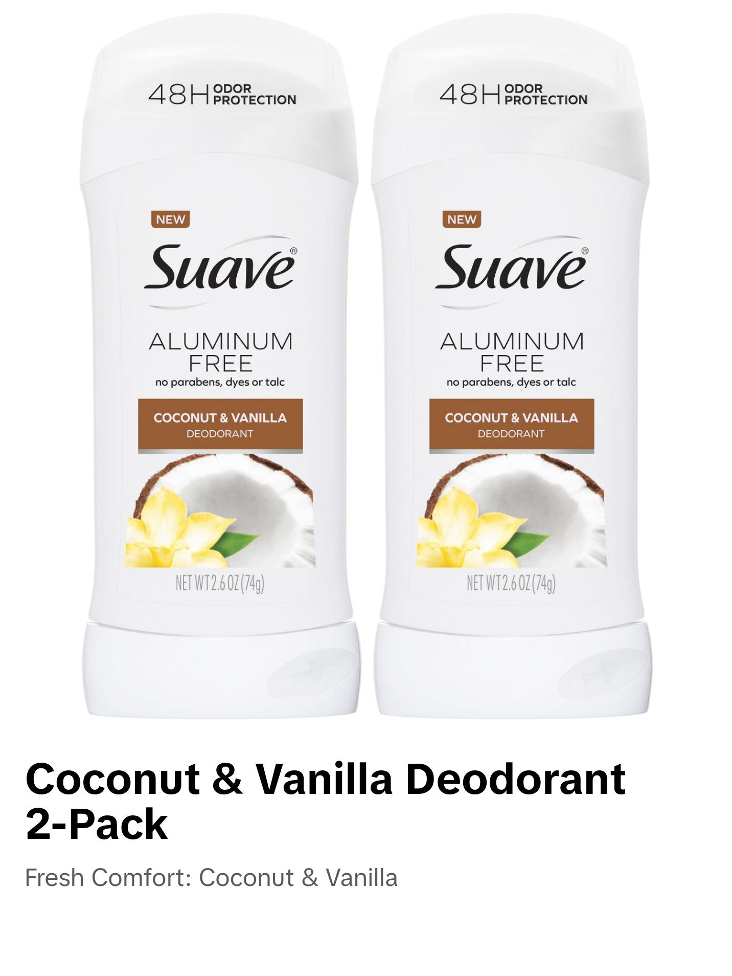 Coconut & Vanilla Aluminium Free Deodorant Sticks 2-Pack Springtok Body Care Fragrance Scent Comfort Scented Aroma Cosmetic