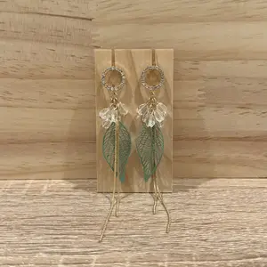 Crystal Vine - Leaf and Gem Dangle Earrings for Youth Elegant Design with Natural Leaf Motif & Sparkling Gemstones