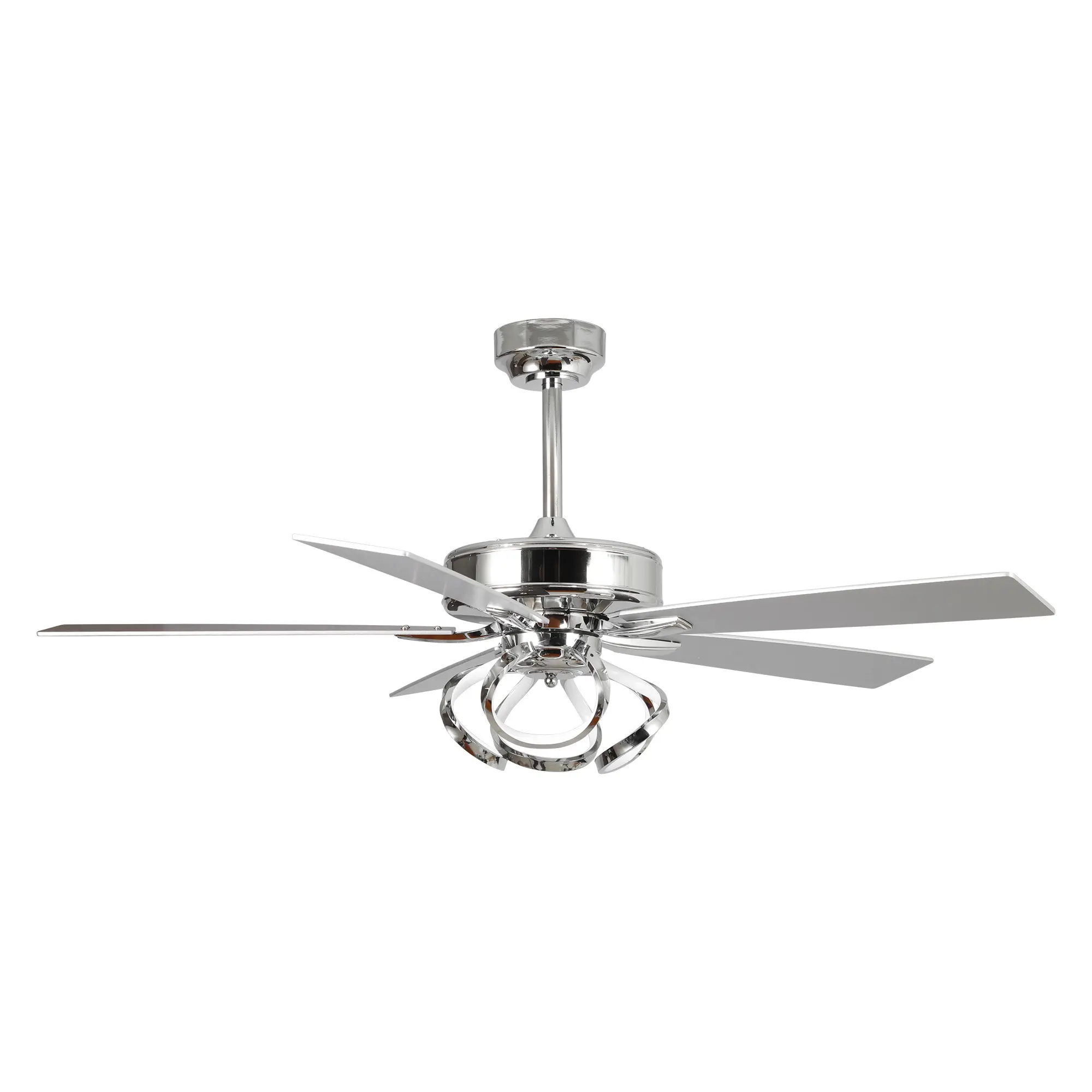 Parrot Uncle 52-inch Zelda Modern Chrome DC Motor Downrod Mount Reversible Ceiling Fan with Lighting and Remote Control