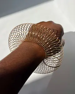 Gold Spiral Coil Cuff Bracelet