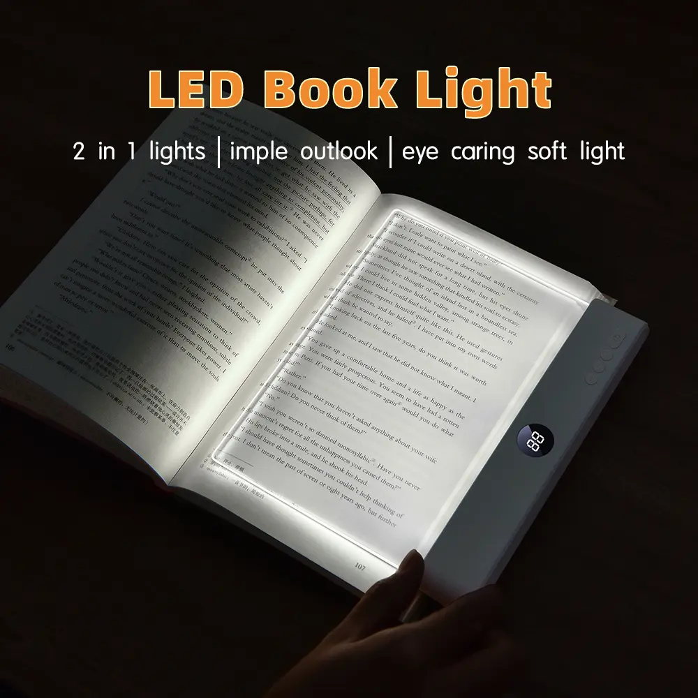 Rechargeable LED Book Light, Transparent Page Reading Lamp with 3 Color Modes & Timer, Dimmable Full-Page Light for Night Reading, Portable Gift for Book Lovers (Pink)
