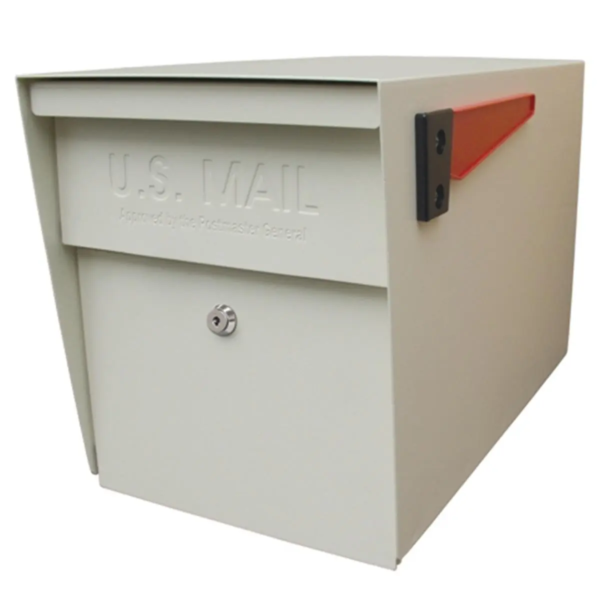 Mail Boss 7107 Curbside Security Key Lock Mailbox - White Galvanized Steel, Powder-Coat Finish, 3 Keys, 37 lbs, 21D x13.5H x11.25W in, Drill Bit Compatible, Fast-Trak Plate, Anti-Pry Latch (for Office Safes)