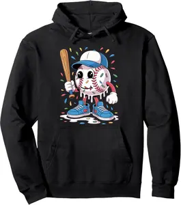 Cute Baseball Lifestyle Youth Baseball Drip Icecream Sports Pullover Hoodie YOUTH BOYS Hoodie Cotton Fabric