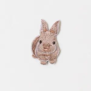 Fluffy Rabbit Iron‑On Patch, 1.6 inch Embroidered Bunny Applique for Clothes, Totes and Pouches