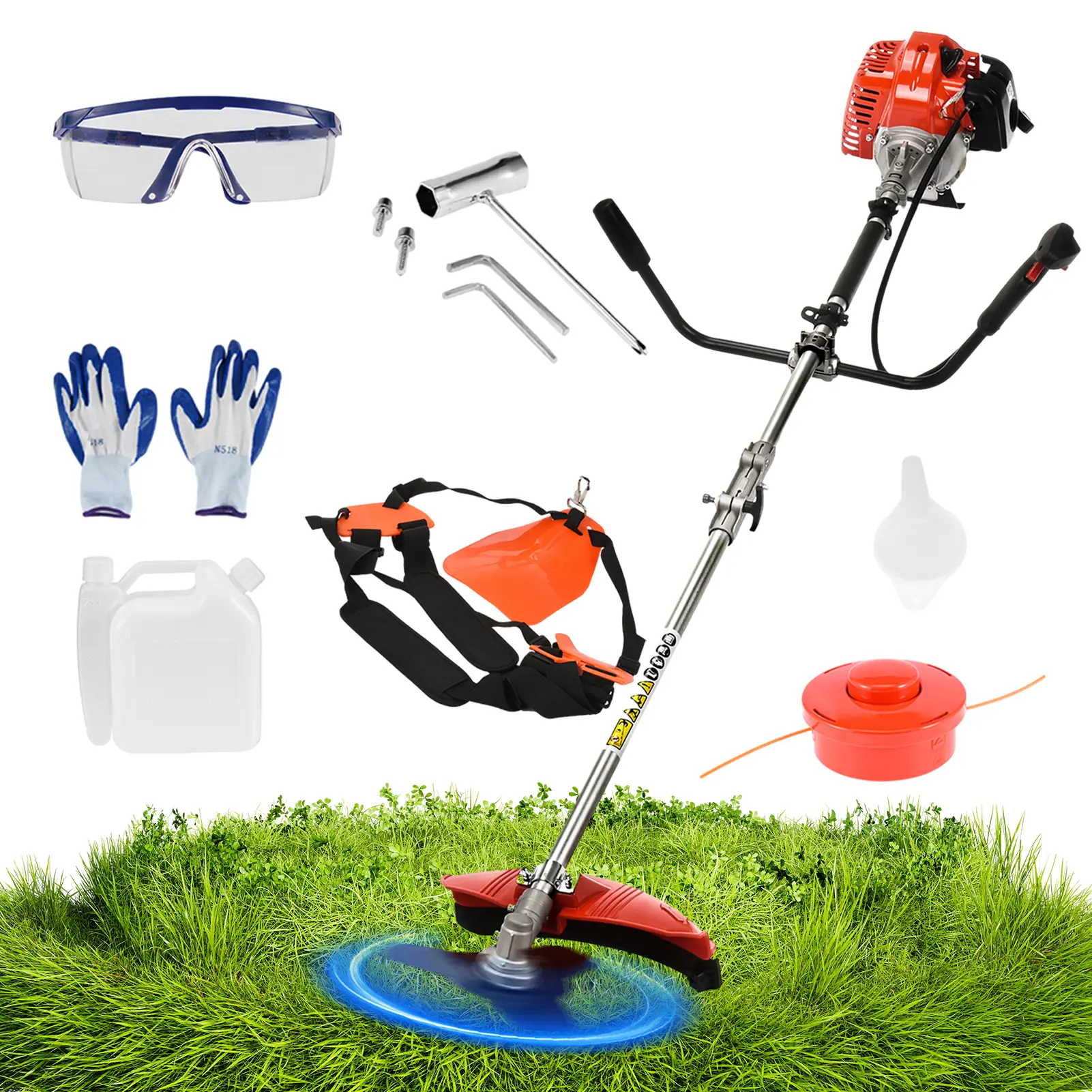 【DealsForYouDays】Gas Weed Eater 52cc 2-Stroke 2 in 1 Multi-Functional Petrol Hedge Trimmer, Weed Wacker Chainsaw Brush Cutter Complete Accessories, Gas Powered Weed Eater for Grass and Bush