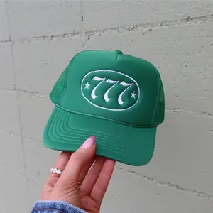 777 Lucky Angel Number Embroidered Classic Kelly Green Trucker Hat