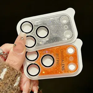 Quicksand Bling Glitter Stars Camera Lens Glass Case For iPhone 17 Pro Max 17 Pro Camera Lens Screen Protector Lens Cover