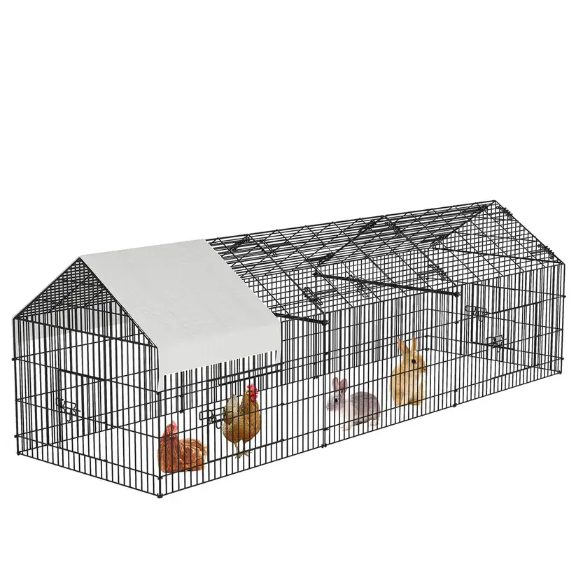 [FLASH SALE] Garvee 130" Large Metal Chicken Coop and Rabbit Hutch – Portable Corrosion-Resistant Poultry Run Cage with Weatherproof 600D Oxford Cover and Secure Latches for 8-15 Hens, Ducks, or Small Animals (Black)
