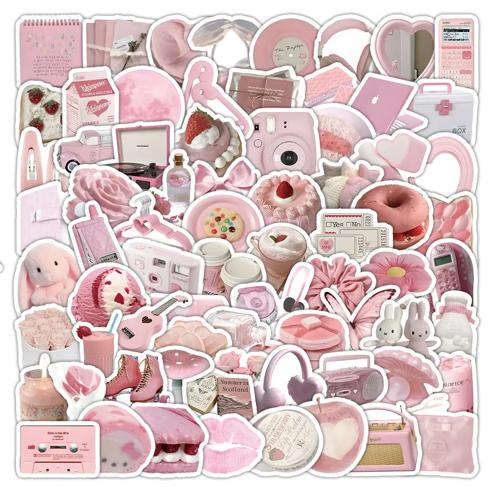 103 Pcs Cute Pink Small Items Stickers - Adorable Mini Decor Decals for Journals, Phone Cases & DIY Crafts