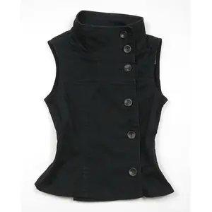 Women's Harajuku Sleeveless Button-Down Crop Turtleneck T-Shirt - Sexy Slim Casual Gothic Clothes for Streetwear