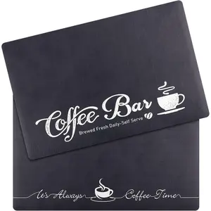 2 Pieces Coffee Bar Accessories 16 x 24 Inch Washable Coffee Maker Mat Hide Stain Absorbent Counter Mat for Bar Countertops Supplies (Elegant Style)