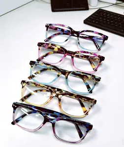 5-Pair Pack Blue Light Blocking Reading Glasses, New Unisex Design, Retro Stylish Square Frame, Suitable for Middle-Aged and Elderly Users, Father’s Day Gift, Anti-Fatigue Computer Glasses